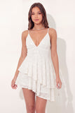 Vestido de graduación mini graduación blanco blanco asimétrico de lentejuelas en línea en A brillante