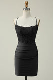 Tirantes de Espagueti Rojo Oscuro Vestido Corto