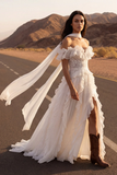 Vestido de novia Maxi Beach de la línea A Floral con volantes