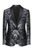 Blazer de fiesta negro con botonadura sencilla para hombre