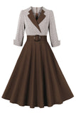 Cuello de solapa negra Vestido Vintage 1950s