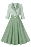 Cuello de solapa negra Vestido Vintage 1950s