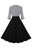 Cuello de solapa negra Vestido Vintage 1950s