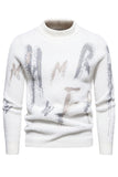 Suéter blanco de cuello redondo slim fit para hombre