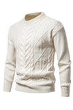 Jersey de punto para hombre con cuello redondo y jacquard blanco