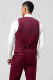 Trajes de fiesta de hombre con solapa de pico de 3 piezas en color burdeos