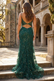 Vestido largo de graduación de sirena de corsé azul real azul real