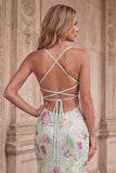 lentejuelas brillantes sirena tirantes de espagueti vestido de fiesta negro con apliques