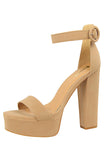 Sandalias de tacón alto gruesas Kahki