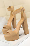 Sandalias de tacón alto gruesas Kahki