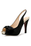 Champagne Bow Fish Mouth Plataforma Tacones Altos
