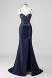 Vestido de fiesta largo verde gris brillante sin tirantes con corsé de lentejuelas fruncido con abertura