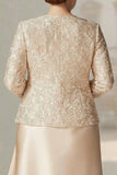 Vestido de Madre de la Novia de dos piezas de dos piezas y talla grande Champagne Línea A