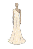 Vestido formal de un hombro sirena champán brillante con lentejuelas