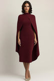 Vestido formal midi capa de vaina burdeos