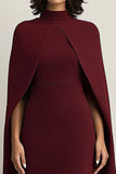 Vestido formal midi capa de vaina burdeos