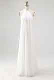 Vestido largo bohemio de playa de talla grande con capestro blanco con capestro