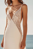 Tirantes finos Vaina de encaje de Vestido blanco