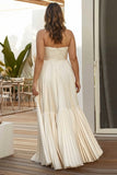 Vestido de invitado de boda plisado plisado y plisado de talla grande Champán