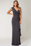 Vestido de Novia de Gasa con Volantes de Sirena Gris Acero