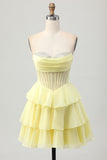 Vestido de regreso a casa con corsé de novia verde A Line con abalorios