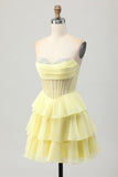Vestido de regreso a casa con corsé de novia verde A Line con abalorios