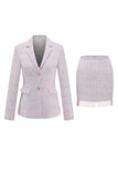Trajes de regreso a casa de tweed rosa claro de 2 piezas con flecos