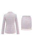 Trajes de regreso a casa de tweed rosa claro de 2 piezas con flecos