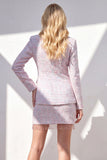 Trajes de regreso a casa de tweed rosa claro de 2 piezas con flecos