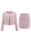 Trajes cortos de tweed rosa de 2 piezas para el regreso a casa