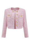 Trajes cortos de tweed rosa de 2 piezas para el regreso a casa