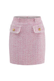 Trajes cortos de tweed rosa de 2 piezas para el regreso a casa