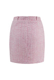 Trajes cortos de tweed rosa de 2 piezas para el regreso a casa
