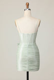 Sage Bodycon Corsé Vestido corto de regreso a casa con lazo
