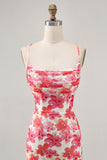 Mini vestido de regreso a casa con estampado de flores rojas