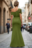 Vestido de Sirena Negro Asimétrico Madre de la Novia con Apliques