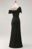 Vestido de Sirena Negro Asimétrico Madre de la Novia con Apliques