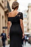 Vestido de Sirena Negro Asimétrico Madre de la Novia con Apliques