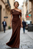 Vestido de Sirena Negro Asimétrico Madre de la Novia con Apliques