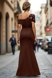 Vestido de Sirena Negro Asimétrico Madre de la Novia con Apliques