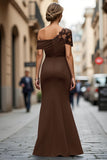 Vestido de Sirena Negro Asimétrico Madre de la Novia con Apliques