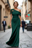 Vestido de Sirena Negro Asimétrico Madre de la Novia con Apliques