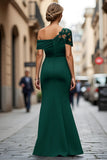 Vestido de Sirena Negro Asimétrico Madre de la Novia con Apliques