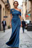 Vestido de Sirena Negro Asimétrico Madre de la Novia con Apliques