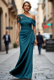 Vestido de Sirena Negro Asimétrico Madre de la Novia con Apliques