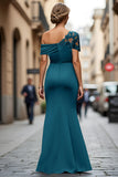 Vestido de Sirena Negro Asimétrico Madre de la Novia con Apliques