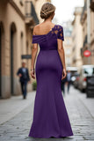 Vestido de Sirena Negro Asimétrico Madre de la Novia con Apliques