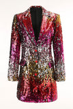 Blazer de mujer con solapa con muescas doradas y rojas brillantes