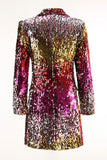 Blazer de mujer con solapa con muescas doradas y rojas brillantes