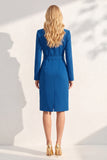 Vestido Blazer de doble botonadura con solapa con muescas en azul tinta y cinturón